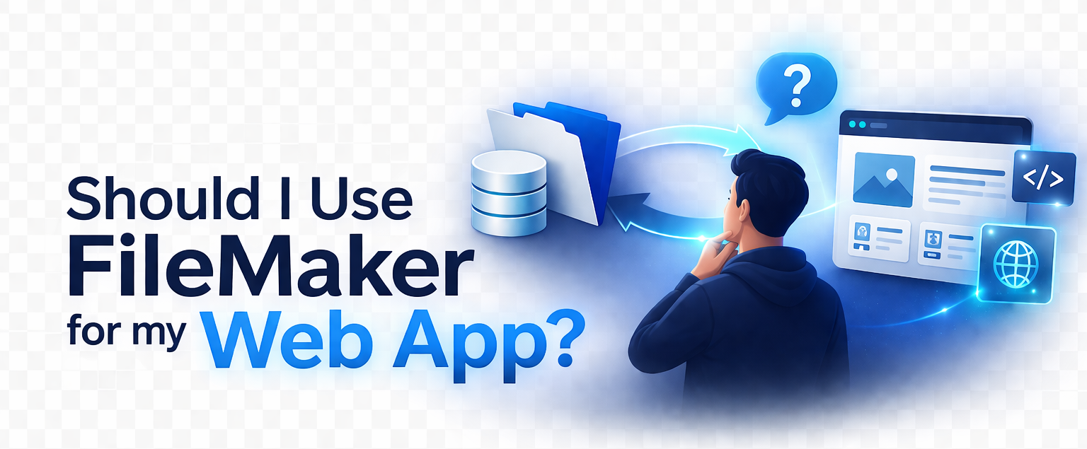 Diagram showing FileMaker used as a backend for a modern web application